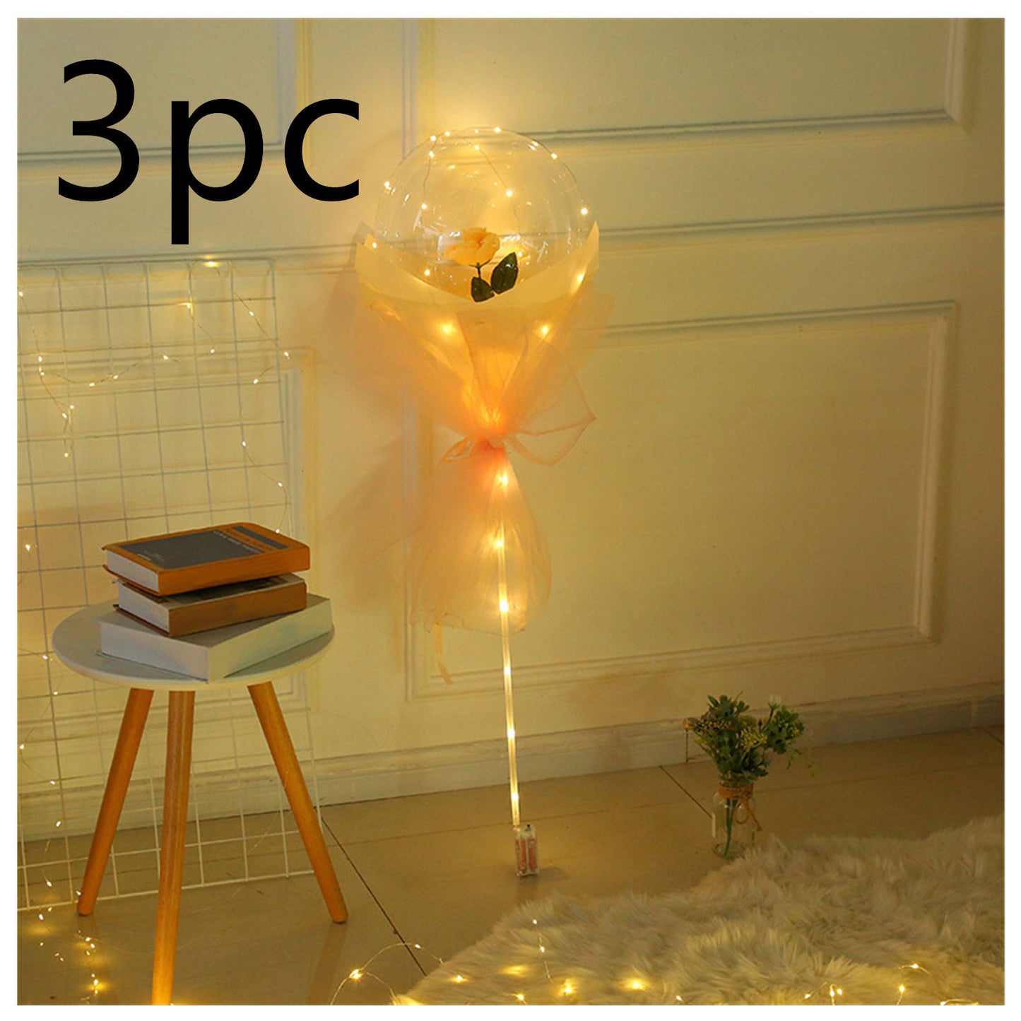 LED Luminous Balloon Rose Bouquet Transparent Bobo Ball Rose